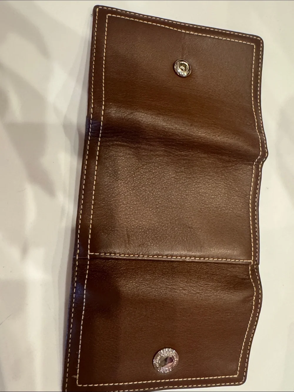 Coach Brown Leather Snap Wallet with Contrast Stitching